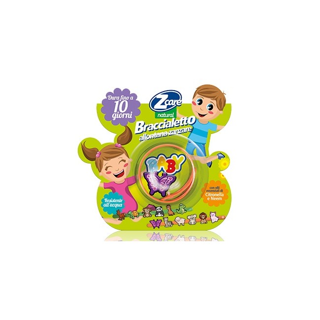 Confezione blister richiudibile salvafragranza contenente Zcare Natural Braccialetto Allontana Zanzare Baby. Confezione blister richiudibile salvafragranza contenente Zcare Natural Braccialetto Allontana Zanzare Baby.