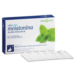 Confezione da 120 compresse di Bios Line Vitacalm Melatonina, integratore per favorire il sonno.