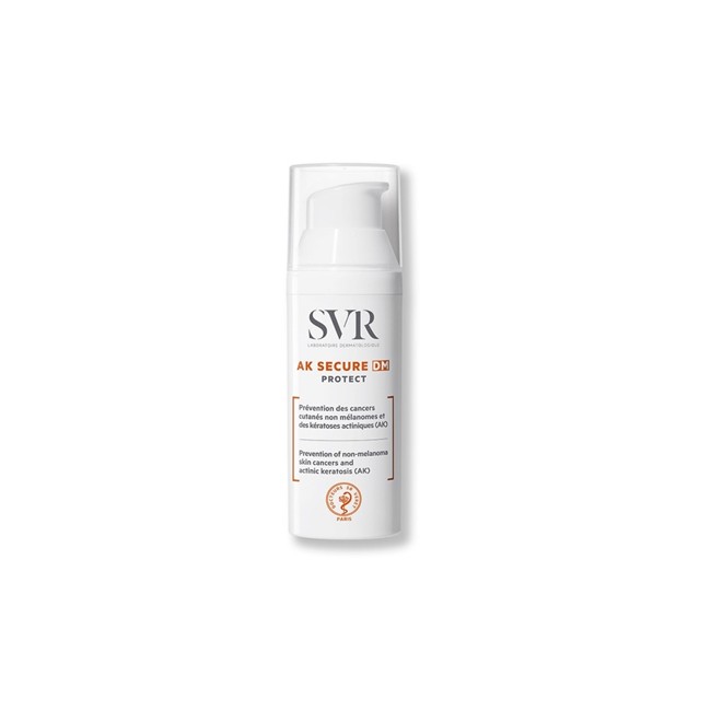 Flacone da 50 ml di Svr Ak Secure Dm Protect per la prevenzione dei tumori cutanei. Flacone da 50 ml di Svr Ak Secure Dm Protect per la prevenzione dei tumori cutanei.