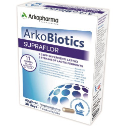 Confezione da 30 capsule di Arkobiotics Supraflor, integratore per la salute intestinale.
