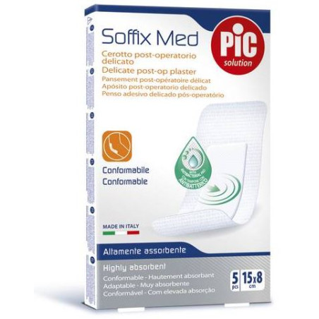 CEROTTO PIC SOFFIX MED IN TNT CON TAMPONE CENTRALE ASSORBENTE STERILE MONOUSO 15X8 CM ANTIBATTERICO 5 PEZZI CEROTTO PIC SOFFIX MED IN TNT CON TAMPONE CENTRALE ASSORBENTE STERILE MONOUSO 15X8 CM ANTIBATTERICO 5 PEZZI