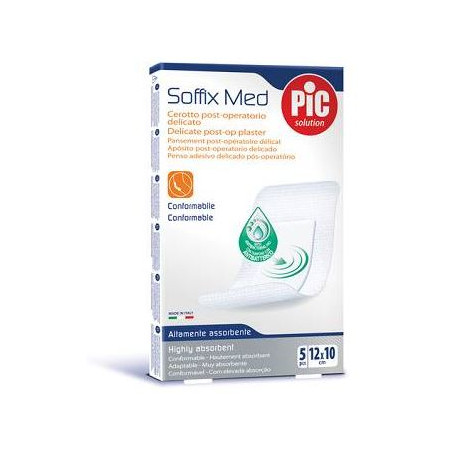 CEROTTO PIC SOFFIX MED IN TNT CON TAMPONE CENTRALE ASSORBENTE STERILE MONOUSO 10X12 CM ANTIBATTERICO 5 PEZZI