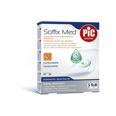 CEROTTO PIC SOFFIX MED IN TNT CON TAMPONE CENTRALE ASSORBENTE STERILE MONOUSO 10X10 CM ANTIBATTERICO 5 PEZZI CEROTTO PIC SOFFIX MED IN TNT CON TAMPONE CENTRALE ASSORBENTE STERILE MONOUSO 10X10 CM ANTIBATTERICO 5 PEZZI