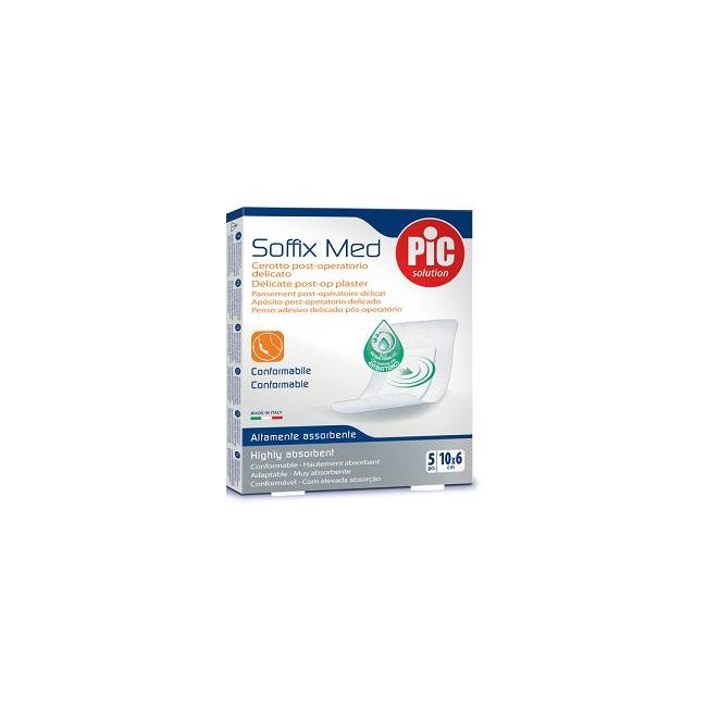 CEROTTO PIC SOFFIX MED IN TNT CON TAMPONE CENTRALE ASSORBENTE STERILE MONOUSO 10X6 CM ANTIBATTERICO 5 PEZZI CEROTTO PIC SOFFIX MED IN TNT CON TAMPONE CENTRALE ASSORBENTE STERILE MONOUSO 10X6 CM ANTIBATTERICO 5 PEZZI