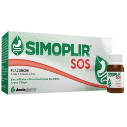 Confezione da 12 flaconcini di Simoplir SOS, integratore per intestino e sistema immunitario.