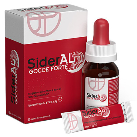 Flacone da 30 ml di Sideral Gocce Forte, integratore alimentare di ferro.