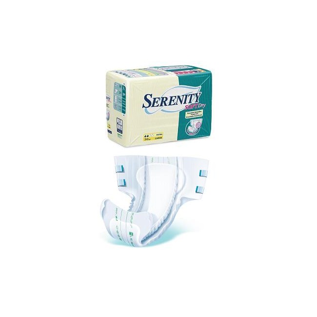 PANNOLONE PER INCONTINENZA SERENITY SOFTDRY FORMATO SUPER TAGLIA MEDIUM 30 PEZZI PANNOLONE PER INCONTINENZA SERENITY SOFTDRY FORMATO SUPER TAGLIA MEDIUM 30 PEZZI