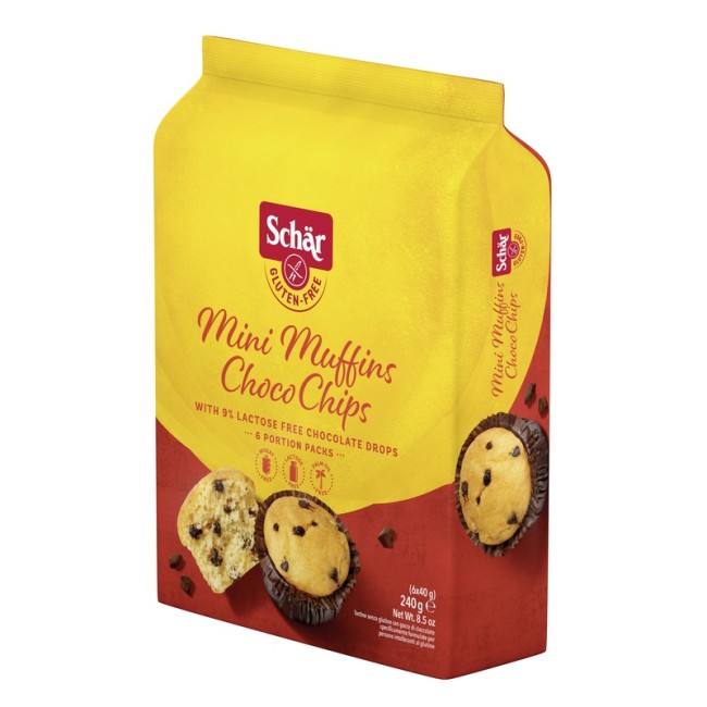 SCHAR MINI MUFFIN CHOCO CHIPS SENZA LATTOSIO 6 MONOPORZIONI DA 40 G SCHAR MINI MUFFIN CHOCO CHIPS SENZA LATTOSIO 6 MONOPORZIONI DA 40 G