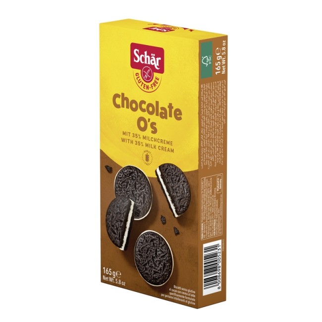 SCHAR CHOCOLATE O'S BISCOTTI AL CACAO CON CREMA AL LATTE 165 G SCHAR CHOCOLATE O'S BISCOTTI AL CACAO CON CREMA AL LATTE 165 G