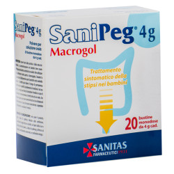 Confezione da 20 buste di Sanipeg Macrogol Trattamento Per Stitichezza e Stipsi.