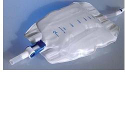 SACCA RACCOGLI URINA DA GAMBA PER INCONTINENZA IN PVC 750 ML RIVESTITA TUBO RACCORDO DIRITTO 10 CM+RUBINETTO SCARICO+VALVOLA ANT