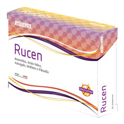 Confezione da 30 compresse di Rucen, integratore per cellulite e circolazione venosa.