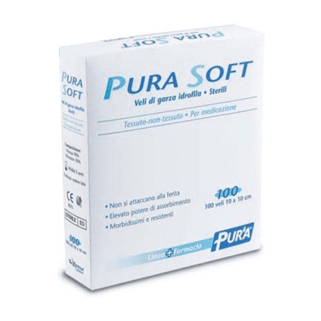 PURA SOFT GARZA IN TESSUTO NON TESSUTO 10X10CM 100 PEZZI PURA SOFT GARZA IN TESSUTO NON TESSUTO 10X10CM 100 PEZZI