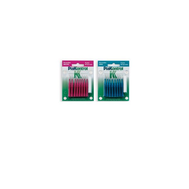 PLAKKONTROL SCOVOLINO MINI 0,6 MM 8 PEZZI + MANICO PLAKKONTROL SCOVOLINO MINI 0,6 MM 8 PEZZI + MANICO