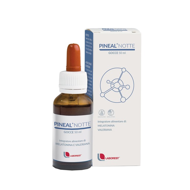 Flacone da 50 ml di Pineal Notte Gocce, integratore per sonno e benessere mentale.