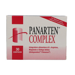 Confezione da 30 compresse di Panarten Complex, integratore per il benessere circolatorio e nervoso.