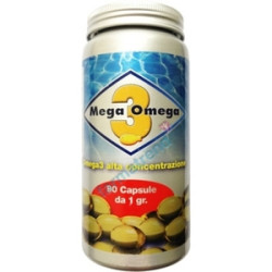 Confezione da 90 capsule di Mega 3 Omega Integratore Di Acidi Grassi EPA e DHA Per Abbassare Il Colesterolo.