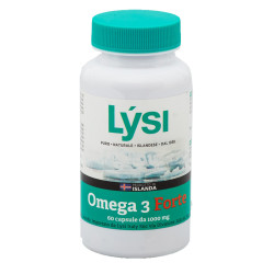 Flacone da 60 capsule di Lysi Omega 3 Forte, integratore per la funzione cardiaca e cognitiva.