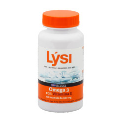Flacone da 120 capsule di Lysi Omega 3 Vitamina E, integratore anti-invecchiamento per la pelle.