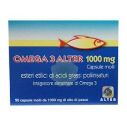 Confezione da 20 capsule molli di Omega 3 Alter Integratore Di Acidi Grassi EPA e DHA.