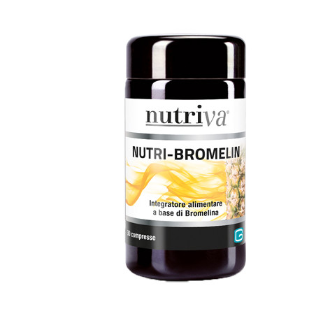 Confezione da 30 compresse di Nutriva Nutri-Bromelin, integratore drenante per microcircolo e cellulite.