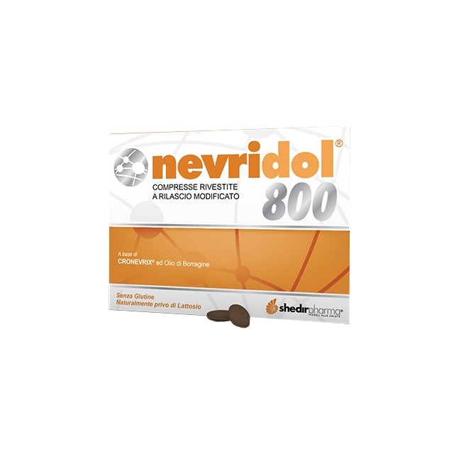 Confezione da 20 compresse di Shedir Nevridol 800, integratore ad azione antiossidante. Confezione da 20 compresse di Shedir Nevridol 800, integratore ad azione antiossidante.