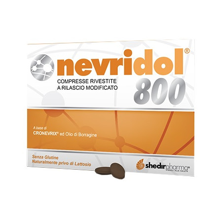 Confezione da 20 compresse di Shedir Nevridol 800, integratore ad azione antiossidante.