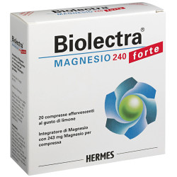 Confezione da 20 compresse di Bioelectra Magnesio Forte, integratore per reintegrare i sali minerali.