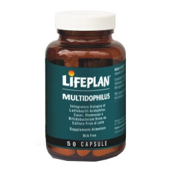 Confezione da 50 capsule di Lifeplan Multidophilus Integratore Di Fermenti Lattici Per La Flora Batterica.