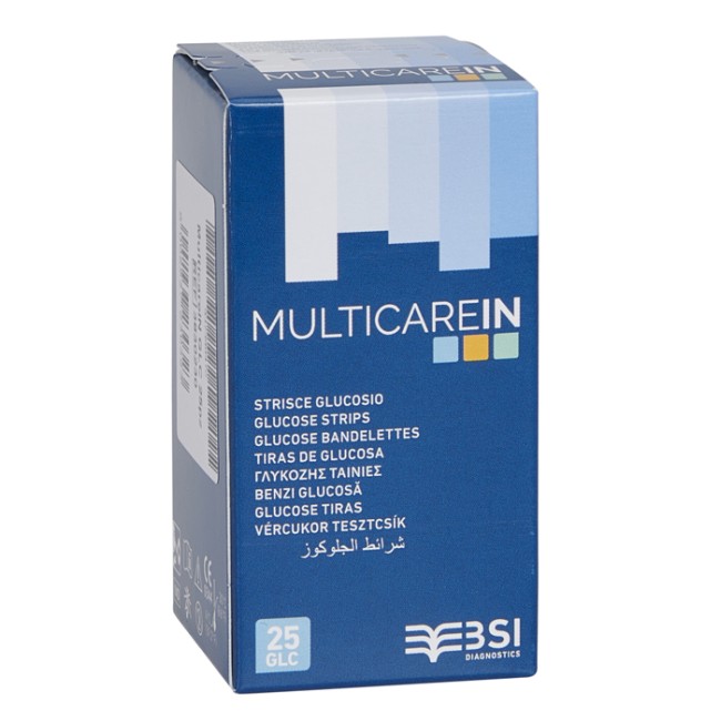 STRISCE MISURAZIONE GLICEMIA MULTICARE IN GLUCOSIO ELETTRODO 25 PEZZI STRISCE MISURAZIONE GLICEMIA MULTICARE IN GLUCOSIO ELETTRODO 25 PEZZI