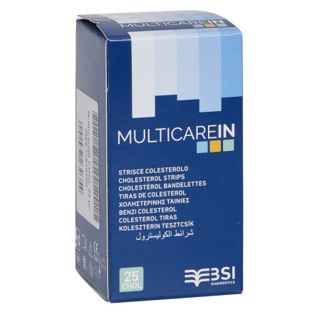 TEST COLESTEROLEMIA MULTICARE IN COLESTEROLO IN STRISCE CON ASPIRAZIONE CAPILLARE 25 PEZZI TEST COLESTEROLEMIA MULTICARE IN COLESTEROLO IN STRISCE CON ASPIRAZIONE CAPILLARE 25 PEZZI