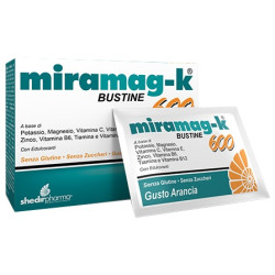 Confezione da 20 bustine di Miramag-K, integratore ricostituente.