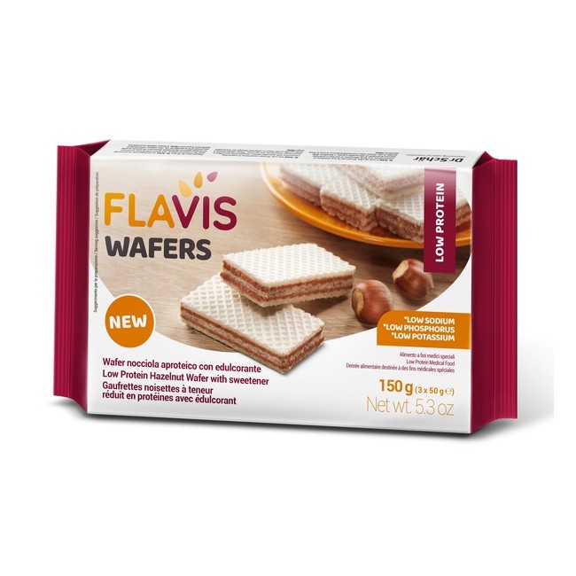 FLAVIS WAFERS NOCCIOLA APROTEICO 3 PORZIONI DA 50 G FLAVIS WAFERS NOCCIOLA APROTEICO 3 PORZIONI DA 50 G