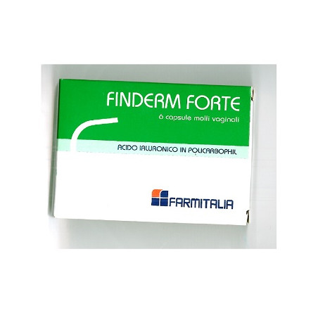 Confezione da 6 capsule vaginali di Finderm Forte per il benessere della mucosa della vagina.