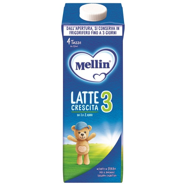 Tetrapack da 1000 ml di Mellin 3, latte di crescita per lo sviluppo fisico e cognitivo. Tetrapack da 1000 ml di Mellin 3, latte di crescita per lo sviluppo fisico e cognitivo.