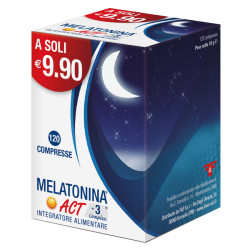 Confezione da 120 compresse di Melatonina Act +3 Complex, integratore per favorire il sonno.