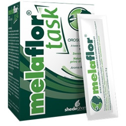Confezione da 14 stick orosolubili di Melaflor Task, integratore per l'equilibrio intestinale.