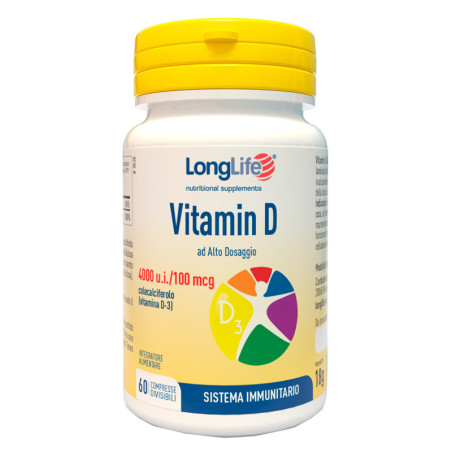 Confezione da 60 compresse di Longlife D 4000 Ui integratore di vitamina D