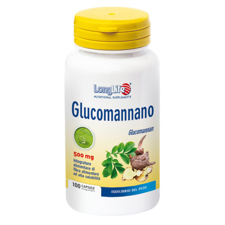 Confezione da 100 capsule di Longlife Glucomannano, integratore per favorire il dimagrimento e la salute metabolica. Confezione da 100 capsule di Longlife Glucomannano, integratore per favorire il dimagrimento e la salute metabolica.