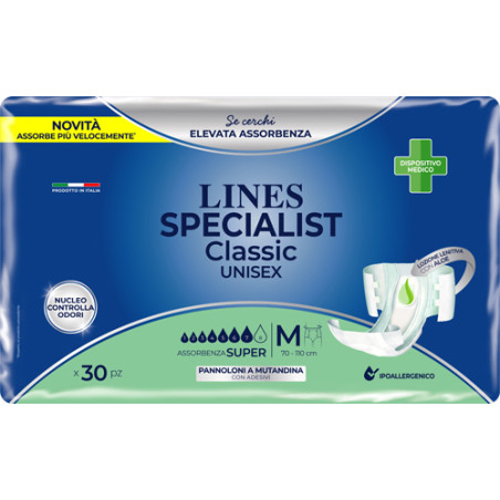PANNOLONE A MUTANDA LINES SPECIALIST CLASSIC SUPER MM 30 PEZZI PANNOLONE A MUTANDA LINES SPECIALIST CLASSIC SUPER MM 30 PEZZI