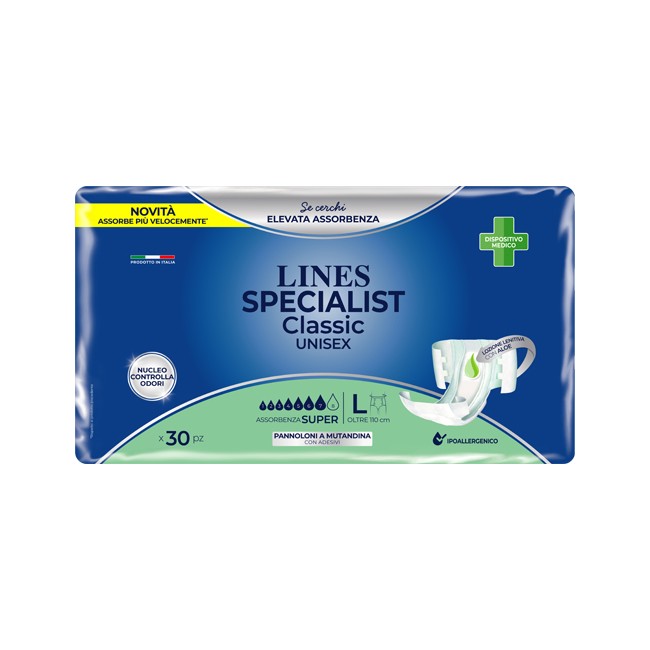 PANNOLONE A MUTANDA LINES SPECIALIST CLASSIC SUPER MG 30 PEZZI PANNOLONE A MUTANDA LINES SPECIALIST CLASSIC SUPER MG 30 PEZZI