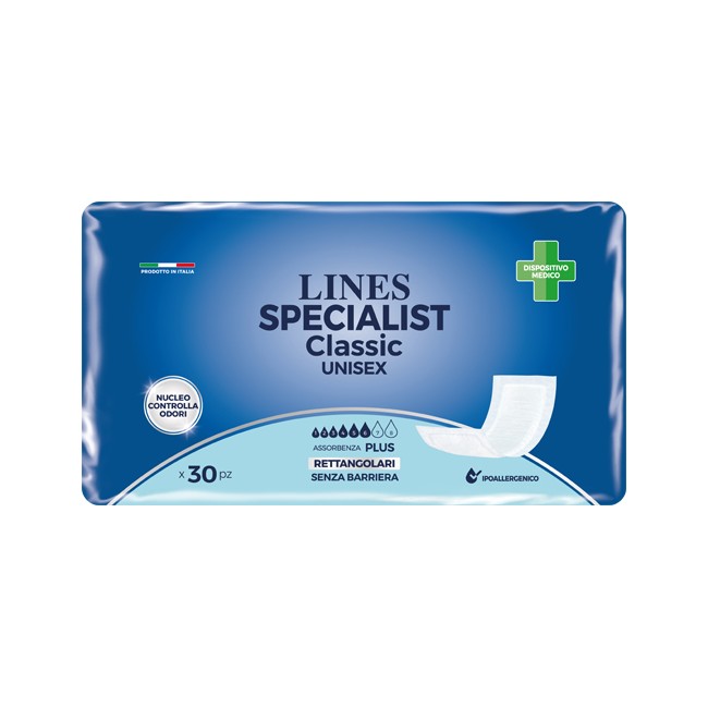 PANNOLONE RETTANGOLARE LINES SPECIALIST CLASSIC SENZA BARRIERA 30 PEZZI PANNOLONE RETTANGOLARE LINES SPECIALIST CLASSIC SENZA BARRIERA 30 PEZZI