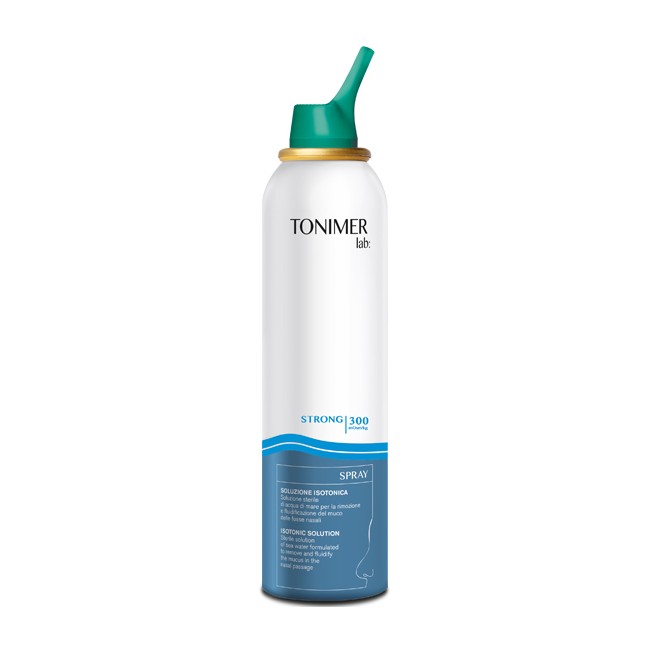 Flacone da 200 ml di Tonimer Lab Strong Spray Nasale, utile per liberare il naso dal muco in caso di raffreddore. Flacone da 200 ml di Tonimer Lab Strong Spray Nasale, utile per liberare il naso dal muco in caso di raffreddore.
