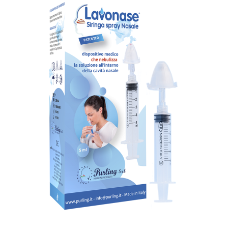 Lavonase Siringa Spray Nasale Non Sterile 5 Ml Luer-lock Con Cappuccio + Ugello Nasale Con Raccordo Luer-lock + Perforatore Con