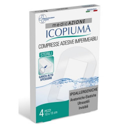 GARZA COMPRESSA ICOPIUMA MEDICATA POSTOPERATORIA 10X15 CM 4 PEZZI