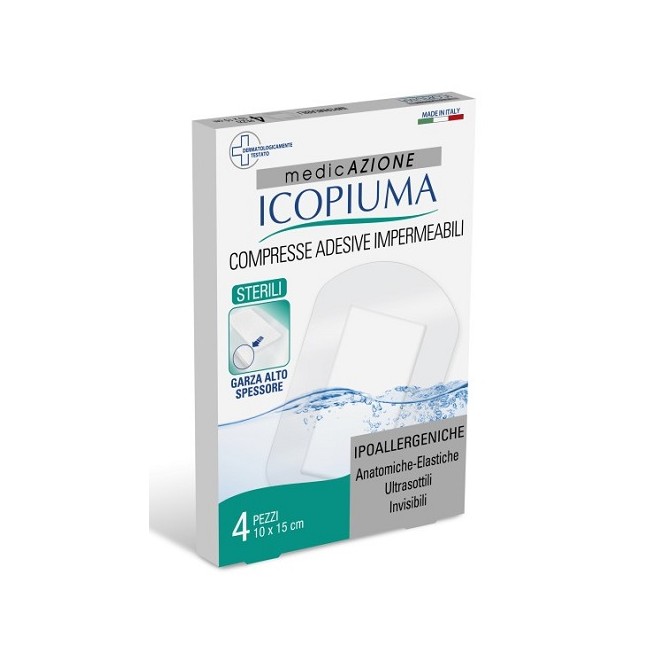 GARZA COMPRESSA ICOPIUMA MEDICATA POSTOPERATORIA 10X15 CM 4 PEZZI GARZA COMPRESSA ICOPIUMA MEDICATA POSTOPERATORIA 10X15 CM 4 PEZZI