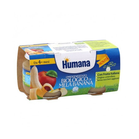 HUMANA OMOGENEIZZATO MELA/BANANA BIO 2 VASETTI 100 G HUMANA OMOGENEIZZATO MELA/BANANA BIO 2 VASETTI 100 G