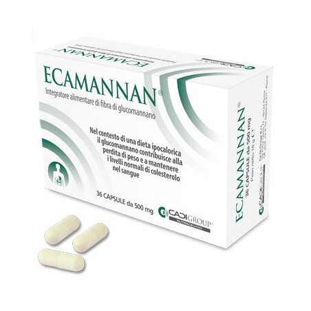 Confezione da 36 capsule di Ecamannan, integratore per dimagrire.
