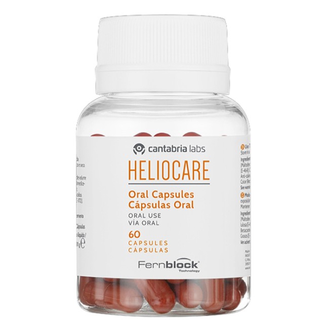 Confezione da 60 capsule di Heliocare Oral, integratore antiossidante e foto-protettivo.