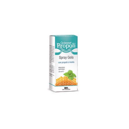 Flacone spray da 30 ml. di Golasept Propoli Spray Gola, spray utile negli adulti in caso di mal di gola.
